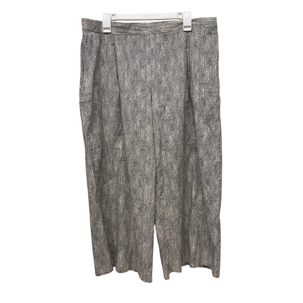 Eileen Fisher organic cotton wide leg pants pull-on chainette print size large
